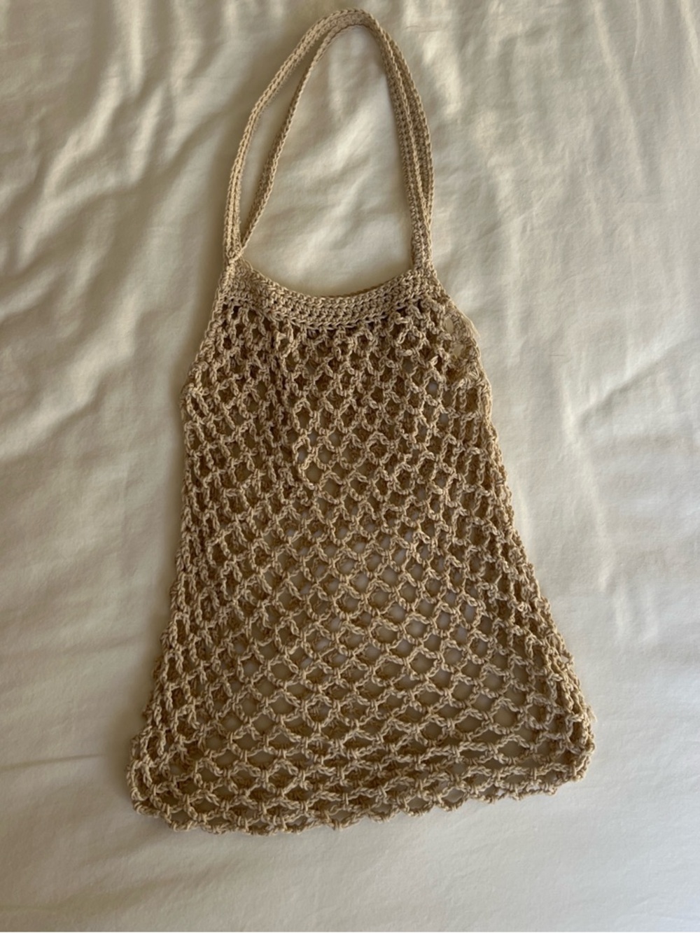 Handwoven Beige Crochet Market Tote